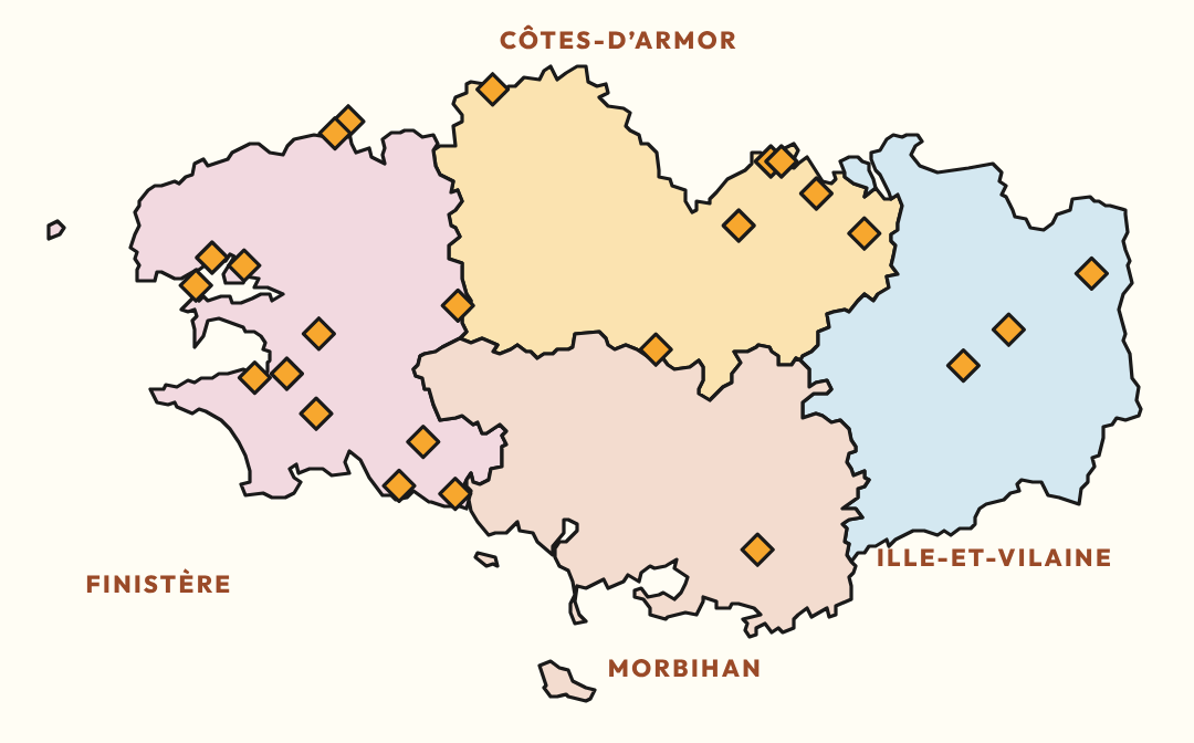 Carte de la route des brasseries de Bretagne